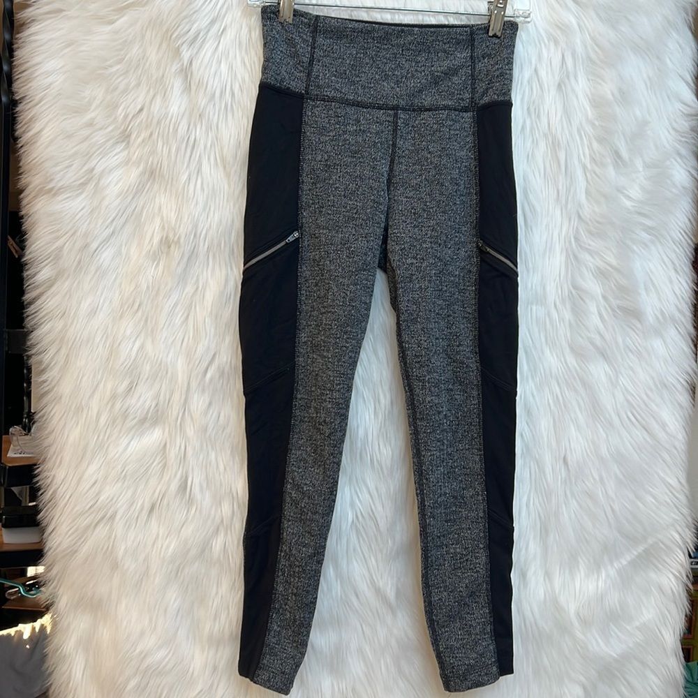 Athleta Metro Drifter High Rise Gray Herringbone leggings